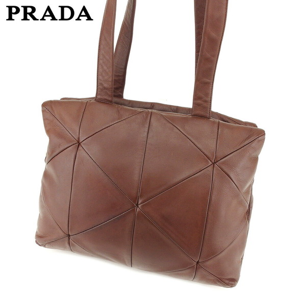 Prada Bag Shoulder quilted leather lamb brown - Picture 1 of 6